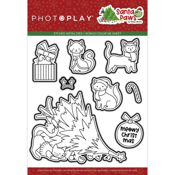 Scrapbooking  PhotoPlay Etched Die Santa Paws - Cat dies