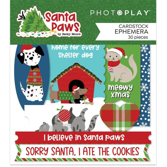 Scrapbooking  Santa Paws Ephemera Cardstock Die-Cuts Dog & Cat Ephemera