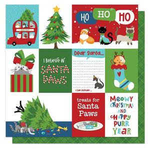 Scrapbooking  PhotoPLay Santa Paws Cat Double-Sided Cardstock 12"X12" - Meowy Christmas Paper 12"x12"
