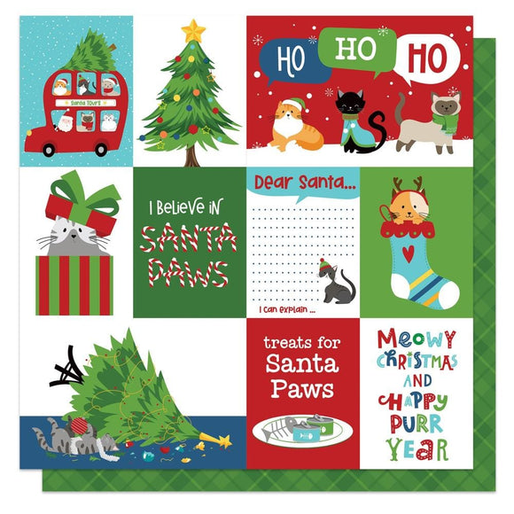 Scrapbooking  PhotoPLay Santa Paws Cat Double-Sided Cardstock 12