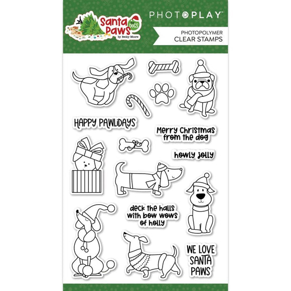 Scrapbooking  PhotoPlay Photopolymer Clear Stamps Santa Paws - Dog stamp