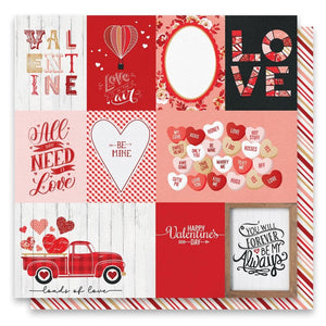 Scrapbooking  Photoplay Cupid's Sweetheart Cafe Double-Sided Cardstock 12"X12" - Cupids Cards Paper 12"x12"