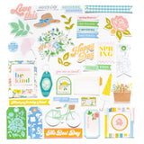 Scrapbooking  Pinkfresh Cardstock Die-Cuts Ephemera Pack Flower Market Ephemera
