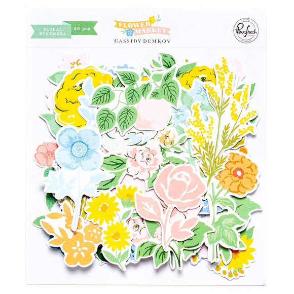 Scrapbooking  PinkFresh Floral Cardstock Die-Cuts Flower Market Ephemera