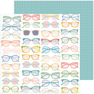 Scrapbooking  Pinkfresh Flower Market Double-Sided Cardstock 12"X12" - Glasses Paper 12"x12"