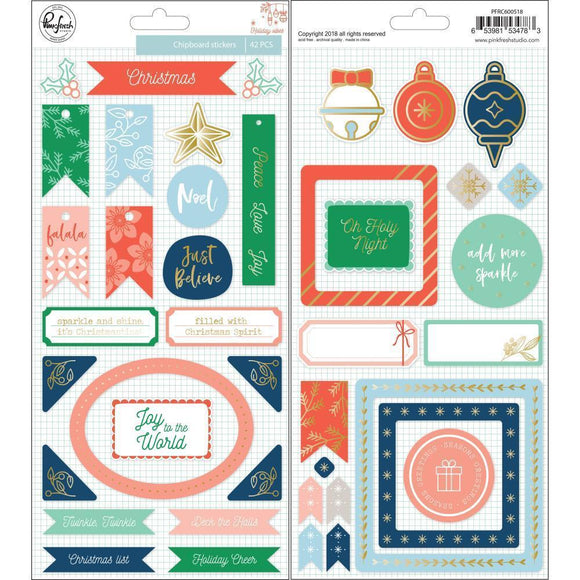 Scrapbooking  Holiday Vibes Chipboard Stickers 5.5