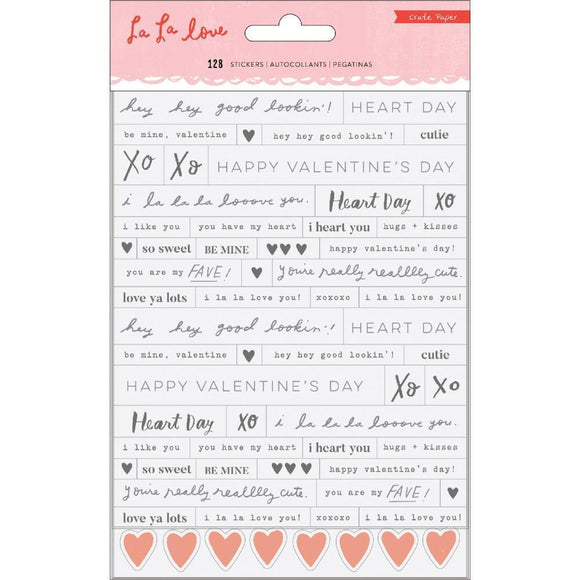 Scrapbooking  La La Love Phrase Stickers 128/Pkg Embellishments