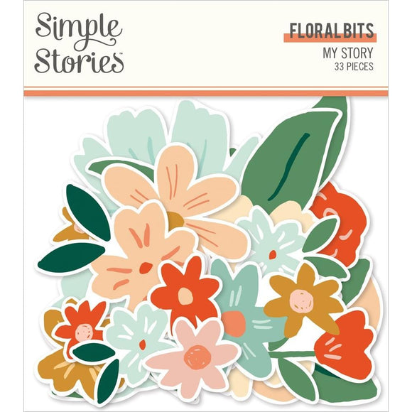 Scrapbooking  Simple Stories My Story Bits & Pieces Die-Cuts 33/Pkg Floral Ephemera