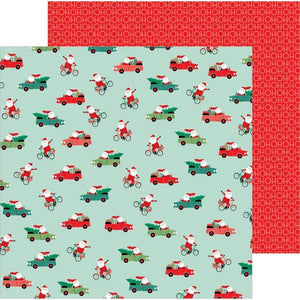 Scrapbooking  Merry Little Christmas Double-Sided Cardstock 12"X12" - Santa On the Go Paper 12x12