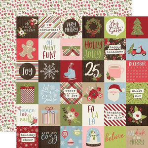 Scrapbooking  Simple Stories Holly Jolly Double-Sided Cardstock 12"X12" - 2x2 Elements Paper 12x12