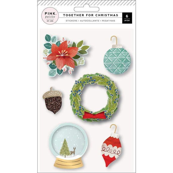 Scrapbooking  Together For Christmas Layered Stickers 6/Pkg W/Gold Foil Accents Paper 12x12