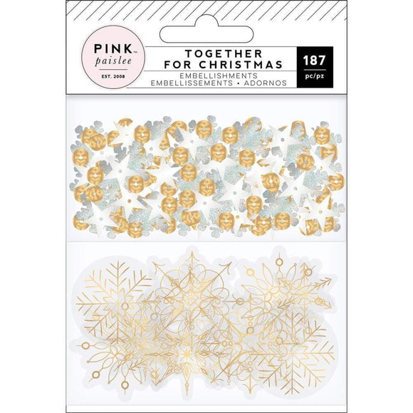 Scrapbooking  Together For Christmas Mixed Embellishments Acetate W/Gold Foil & Sequins Paper 12x12