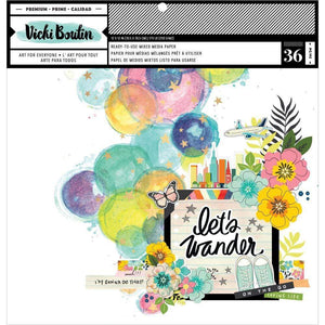 Scrapbooking  Vicki Boutin Mixed Media Backgrounds Paper 12"X12" 36/Pkg Let's Wander Paper Pad