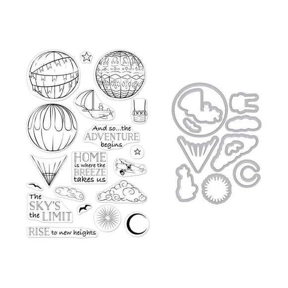 Scrapbooking  Hero Arts Clear Stamp & Die Combo Sky's The Limit Balloons stamp