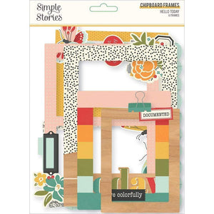 Scrapbooking  Hello Today Layered Chipboard Frames Die-Cuts 6 pack Chipboards