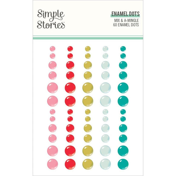 Scrapbooking  Simple Stories Mix & A-Mingle Enamel Dots Embellishments 60/Pkg Embellishments