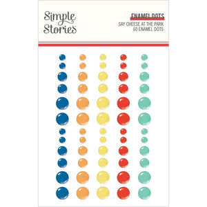 Scrapbooking  Simple Stories Say Cheese At The Park Enamel Dots 60pk Embellishments