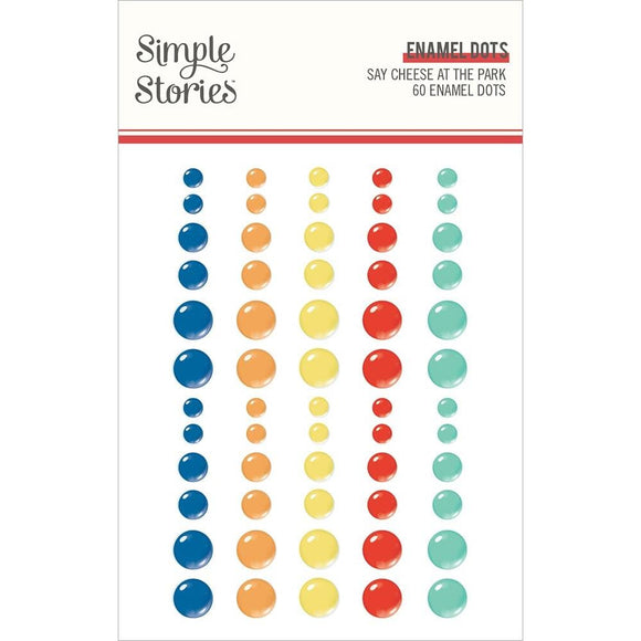 Scrapbooking  Simple Stories Say Cheese At The Park Enamel Dots 60pk Embellishments