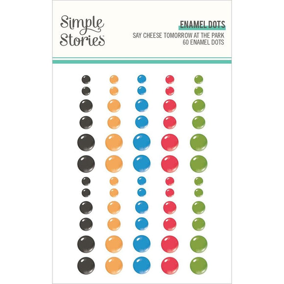 Scrapbooking  Simple Stories Say Cheese Tomorrow At The Park Enamel Dots 60pk Embellishments
