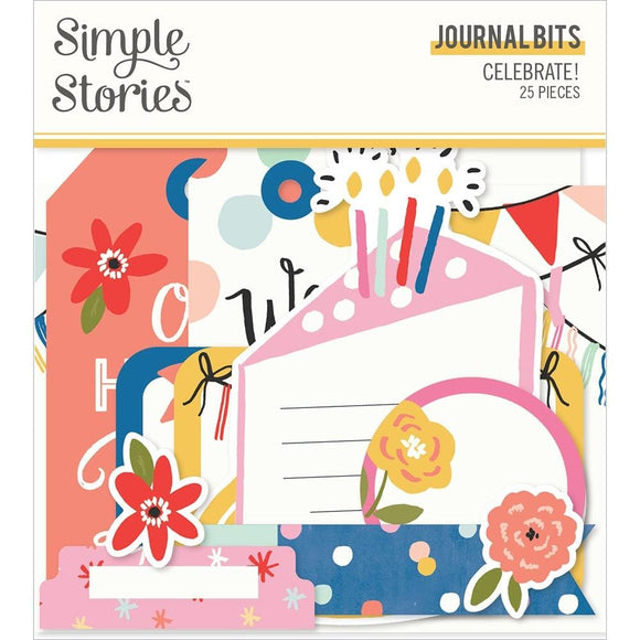 Scrapbooking  Simple Stories Celebrate Bits & Pieces Die-Cuts 25/Pkg Journal Ephemera