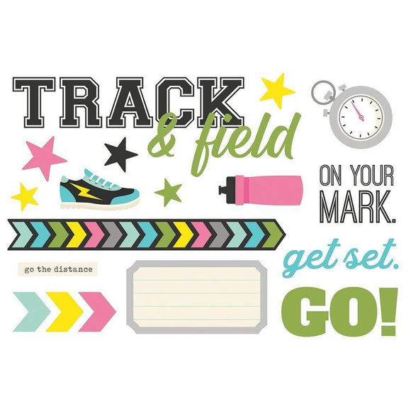 Scrapbooking  Simple Stories Simple Pages Page Pieces  - Track & Field 18pk Ephemera