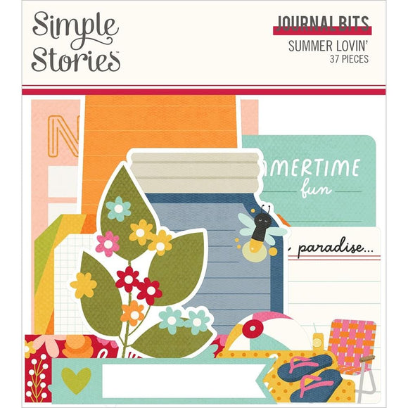 Scrapbooking  Simple Stories Summer Lovin' Bits & Pieces Die-Cuts 37/Pkg Journal Ephemera