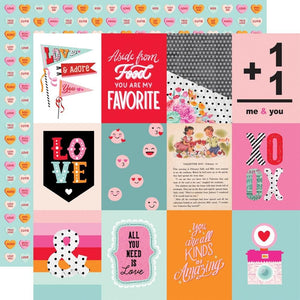 Scrapbooking  Simple Stories Heart Eyes Double-Sided Cardstock 12"X12" - 3x4 Elements Paper 12"x12"