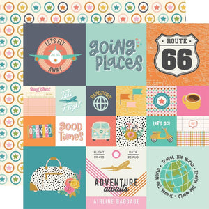Scrapbooking  Simple Stories Let's Go! Double-Sided Cardstock 12"X12" - 2x2/4x4 Elements Paper 12"x12"