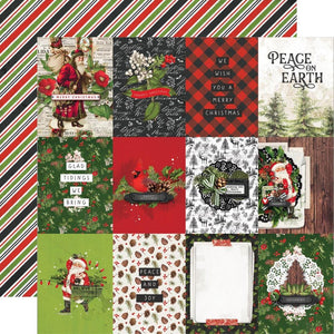 Scrapbooking  Simple Vintage Christmas Lodge Dbl-Sided Cardstock 12"X12" - 3x4 Elements Paper 12"x12"