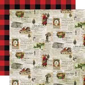 Scrapbooking  Simple Vintage Christmas Lodge Dbl-Sided Cardstock 12"X12" - Holiday Traditions Paper 12"x12"