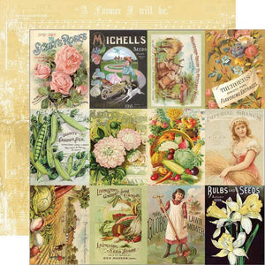 Scrapbooking  Simple Vintage Farmhouse Garden Dbl-Sided Cardstock 12"X12" Seed Packet Elements Paper 12"x12"