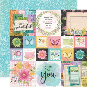 Scrapbooking  Simple Vintage Life In Bloom Double-Sided Cardstock 12"X12" - 2x2/4x4 Elements Paper 12"x12"