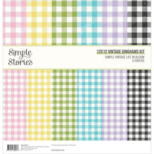Scrapbooking  Simple Vintage Life In Bloom Double-Sided Paper Pack 12"X12" 6/Pkg  Ginghams Paper 12"x12"