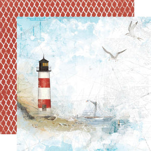 Scrapbooking  Simple Vintage Vintage Seas Double-Sided Cardstock 12"X12" - By The Sea Paper 12"x12"