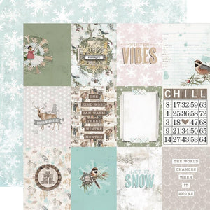 Scrapbooking  Simple Vintage Winter Woods Double-Sided Cardstock 12"X12" 3x4 Element Paper 12"x12"