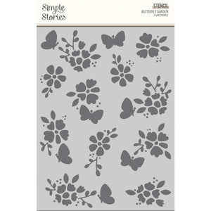 Scrapbooking  Simple Stories The Simple Life Stencil 6"X8" Butterfly Garden Stencil