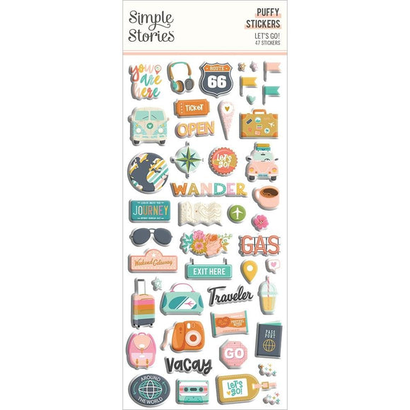 Scrapbooking  ***Coming Soon/In Transit*** Simple Stories Let's Go! Puffy Stickers 47/Pkg stickers