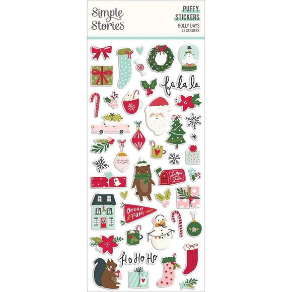 Scrapbooking  Holly Days Puffy Stickers 45/Pkg stickers