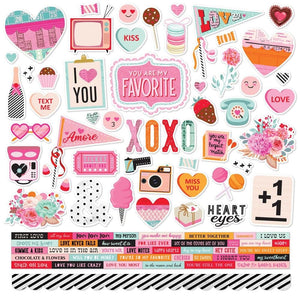 Scrapbooking  Simple Stories Heart Eyes Cardstock Stickers 12"X12" Combo stickers