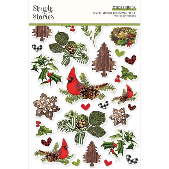 Scrapbooking  Simple Stories Sticker Book 12/Sheets Simple Vintage Christmas Lodge, 629/Pkg stickers