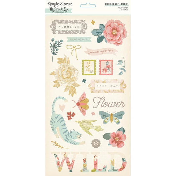 Scrapbooking  Simple Stories Wildflower Chipboard Stickers 6