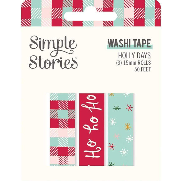 Scrapbooking  Simple Stories Holly Days Washi Tape 3/Pkg WASHI Tape