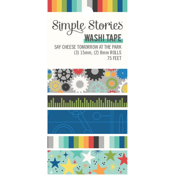 Scrapbooking  Simple Stories Say Cheese Tomorrow At The Park Washi Tape 5/Pkg WASHI Tape