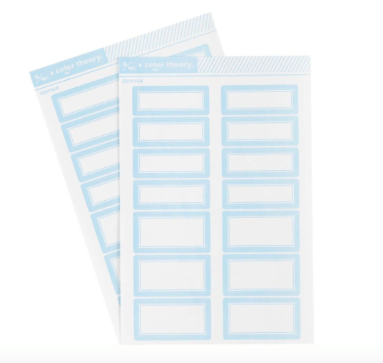 Scrapbooking  Color Theory Label Stickers - Clear Blue Alphas