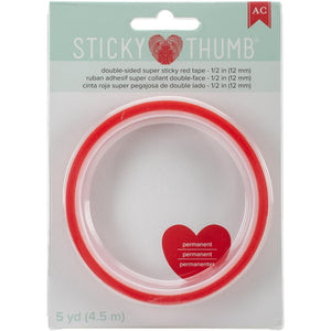 Scrapbooking  Sticky Thumb Double-Sided Super Sticky Red Tape .5"X5yd adhesive