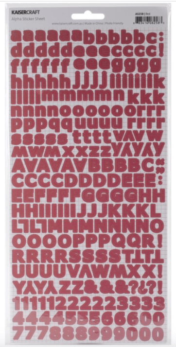 Scrapbooking  Kaisercraft Red Alpha Sticker Sheet Alphas