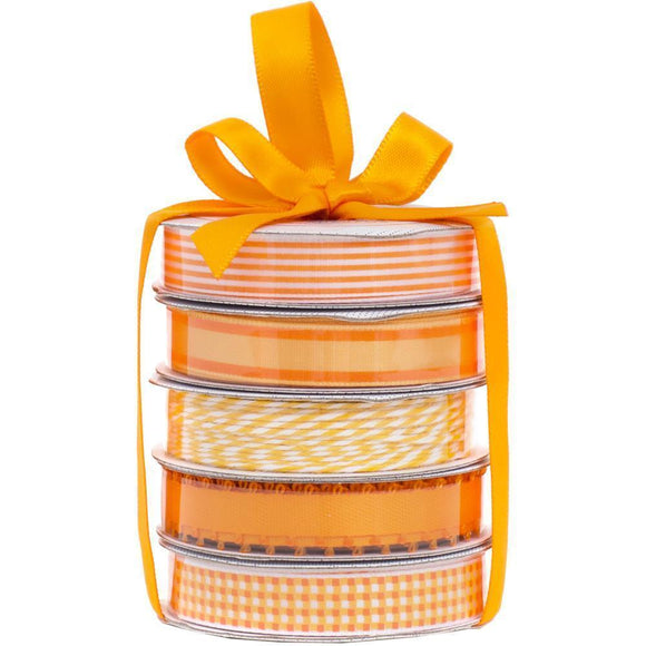 Scrapbooking  American Crafts Premium Ribbon & Twine 5-Packs -Spring Orange Paper Collections 12x12