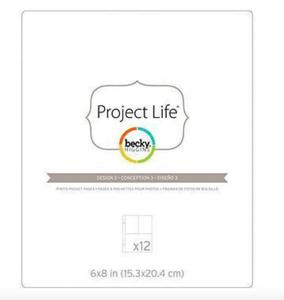 Scrapbooking  Becky Higgins Project Life Photo Pocket Pages 6"X8" D3 12/Pkg Paper Collections 12x12