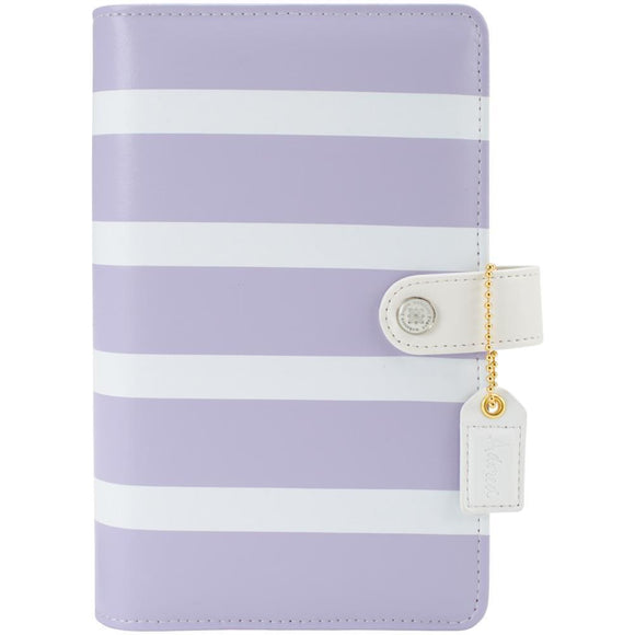 Scrapbooking  Color Crush A2 Faux Leather Personal Planner 6-Ring Binder Lavender/White Stripe Paper Collections 12x12
