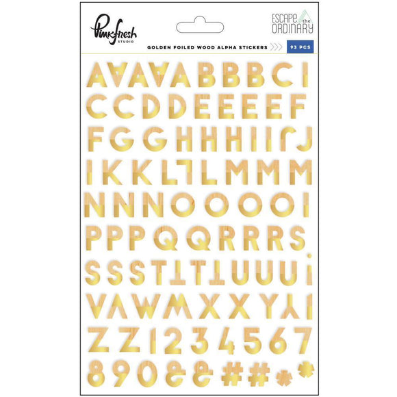 Scrapbooking  Escape The Ordinary Gold Foil/Wood Alpha Stickers 5